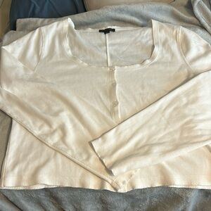 White Classic Squareneck Cardigan